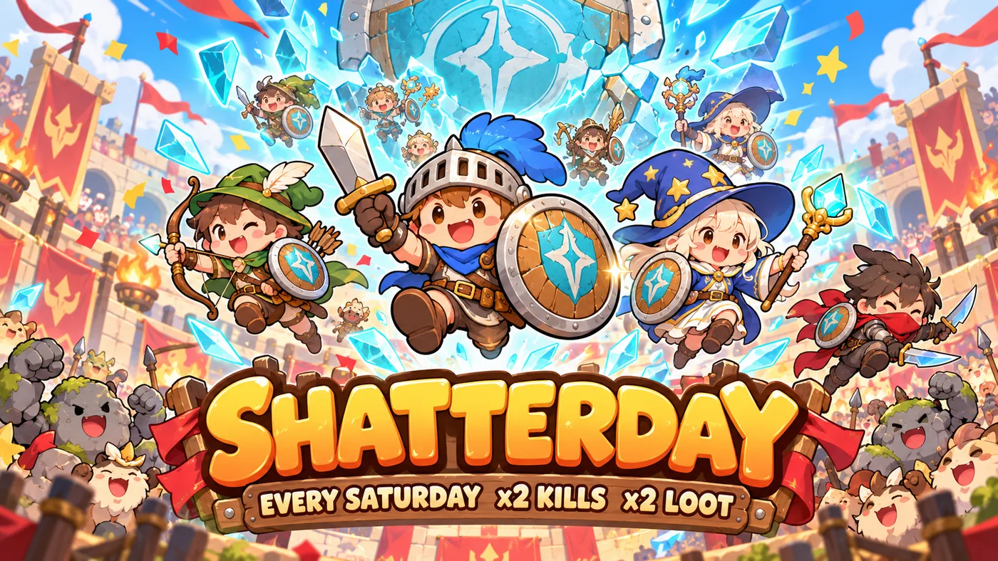 ภาพอีเวนต์ Shatterday ของ Shieldfall — ฮีโร่ถือโล่บุกสนาม